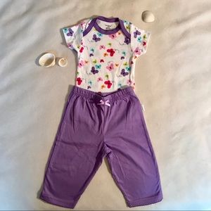 ONESIES 2-Piece Set Butterfly Top & Purple Bottoms